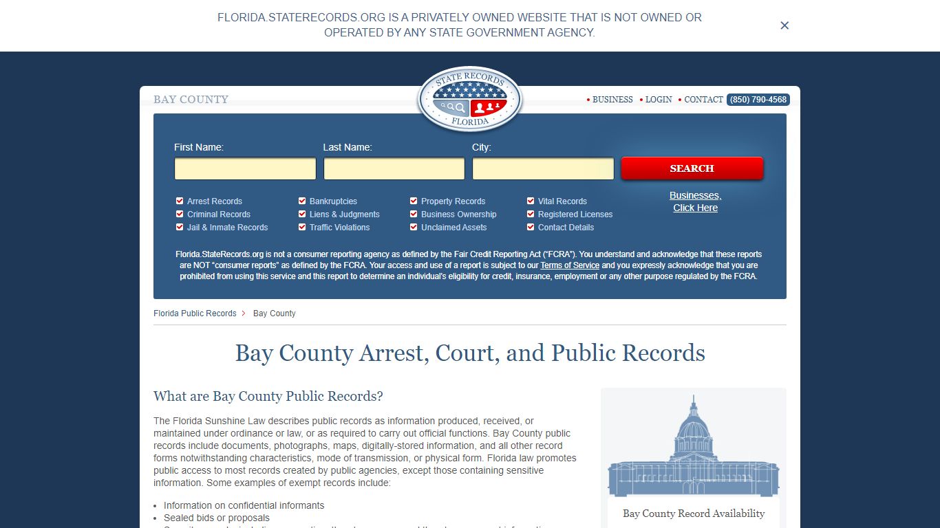 Bay County Arrest, Court, and Public Records